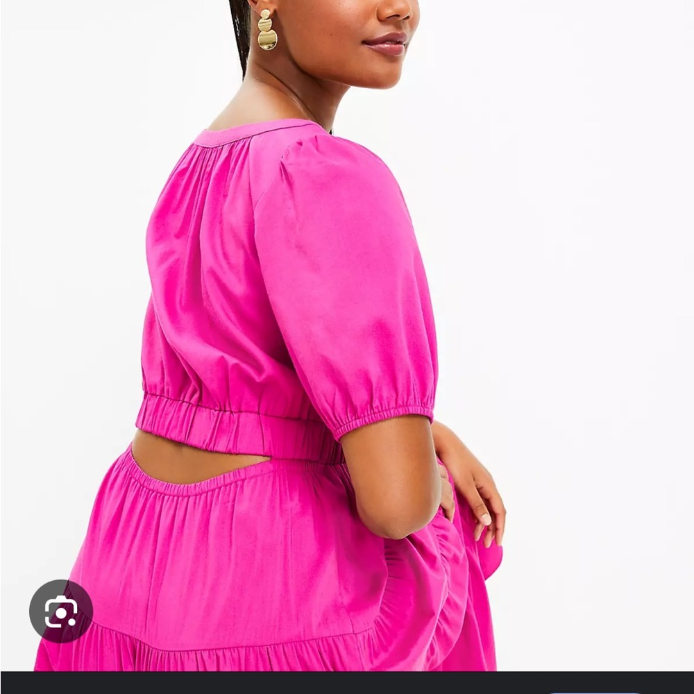 NWT LOFT cut out back tiered pink dress